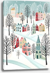 Постер Лариса Ермолаева Иллюстрация с зимними домиками