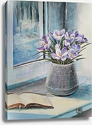 Постер Светлана Голофаева крокусы в вазе на окне