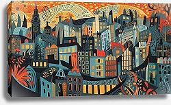 Постер Виктор Липников Красочный абстрактный городской пейзаж