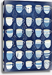 Постер Лариса Ермолаева Чашки на синем фоне