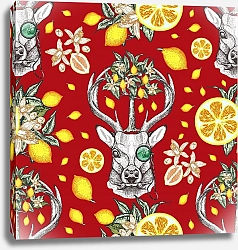 Постер Кречетова Наталья Composition with deer and lemons