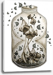 Постер Marina Kildysh Сосуд с грибами в мотыльках