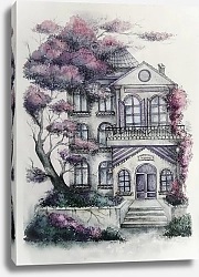 Постер Marina Kildysh Дом в весеннем цветениии