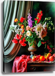 Постер Виктор Липников Натюрморт цветы и фрукты