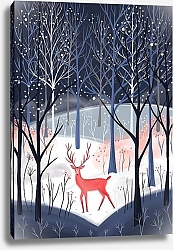 Постер Лариса Ермолаева Олень в зимнем лесу