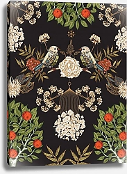 Постер Кречетова Наталья Vintage graphic print with birds and flowers