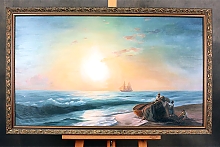 Репродукция картины Айвазовского с морским пейзажем, масло на холсте