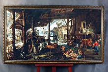 Репродукция картины Рубенса "Скотный двор зимой" в деревянной раме на холсте