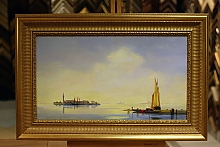 Репродукция картины Айвазовского "Венецианская лагуна" в золотом багете