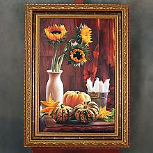 Осенний натюрморт со стилизацией под живопись в золотой раме