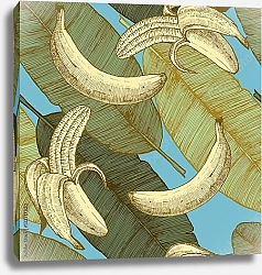 Постер Узор с бананами и листьями