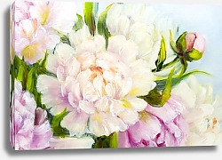 Постер Розовые и белые цветы пионов в белой вазе, деталь 3