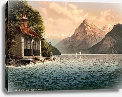 Постер Швейцария. Часовня на берегу озера