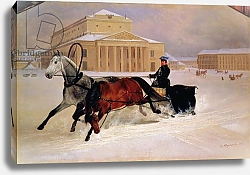 Постер Сверчков Николай Pole Pair with a Trace Horse at the Bolshoi Theatre in Moscow, 1852