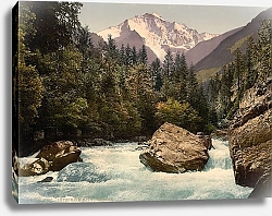 Постер Швейцария. Река Лютшина и гора Юнгфрау