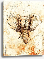 Постер Слон с цветочным орнаментом