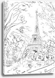 Постер Париж в Ч/Б рисунках #37