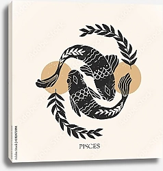 Постер Знак зодиака Рыбы в стиле бохо