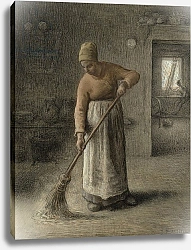 Постер Милле, Жан-Франсуа A Farmer's wife sweeping, 1867