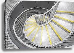Постер Спиральная лестница с жёлтыми ступенями