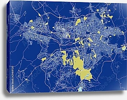 Постер План города Анкара, Турция, в синем цвете