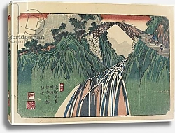 Постер Кэйсай Эйсэн No. 41, Nojiri: Distant View of the Ina River Bridge, 1835-38