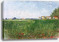 Постер Ван Гог Винсент (Vincent Van Gogh) Фермерские дома на пшеничном поле близ Арля