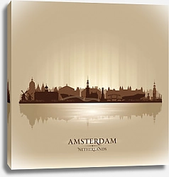 Постер Амстердам, Нидерланды. Силуэт города