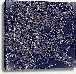Постер План города Мадрид, Испания, в синем цвете