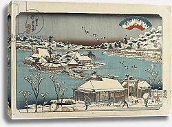 Постер Кэйсай Эйсэн Evening Snow at Shinobugaoka, 1843-1847