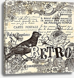 Постер Ретро. Птица на фоне письма