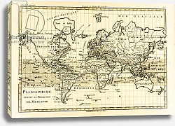 Постер Бонне Чарльз (карты) Map of the World using the Mercator Projection, 1780