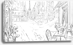 Постер Париж в Ч/Б рисунках #23
