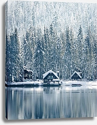 Постер Домики у зимнего озера
