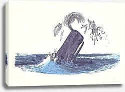 Постер Иллюстрация кашалота во время нападения на рыбацкую лодку из «Естественной истории кашалота» (1839) Томаса Била (1807-1849).