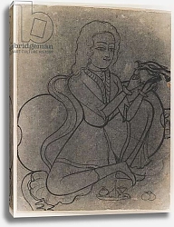 Постер Школа: Индийская 18в European girl feeding a parrot, c.1780