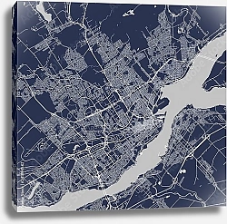 Постер План города Квебек, Канада, в синем цвете