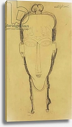 Постер Модильяни Амедео (Amedeo Modigliani) Head of a Caryatid in a Head Dress, 1911