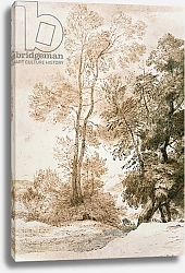 Постер Констебль Джон (John Constable) Trees and Deer, after Claude, 1825