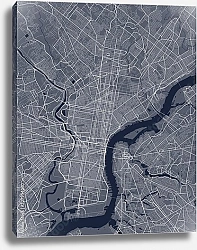 Постер План города Филадельфия, США, в синем цвете
