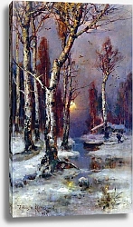 Постер Клевер Юлий Зимний пейзаж с лесной речкой. 1905