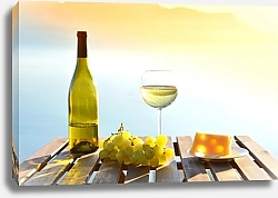 Постер Белое вино и Женевское озеро