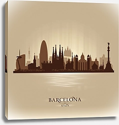 Постер Барселона, Испания. Силуэт города