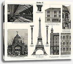 Постер Чугунная архитектура (1894 г., коллекция архитектурных проектов, выполненных из железа, в частности Эйфелева башня.