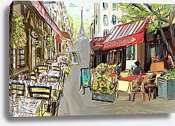 Постер Уличное кафе в Париже, скетч