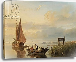 Постер Спрингер Корнелис Fishing vessels at sunset