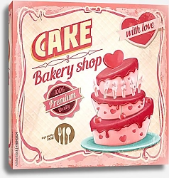 Постер Ретро плакат с большим розовым тортом