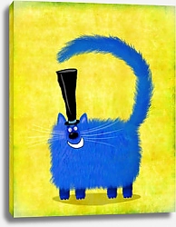 Постер Сикорский Андрей (совр) Улыбающийся синий кот в шляпе