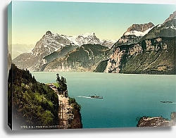 Постер Швейцария. Озеро Фирвальдштеттер в подножия гор