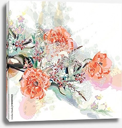 Постер Весенние цветы в акварельном стиле